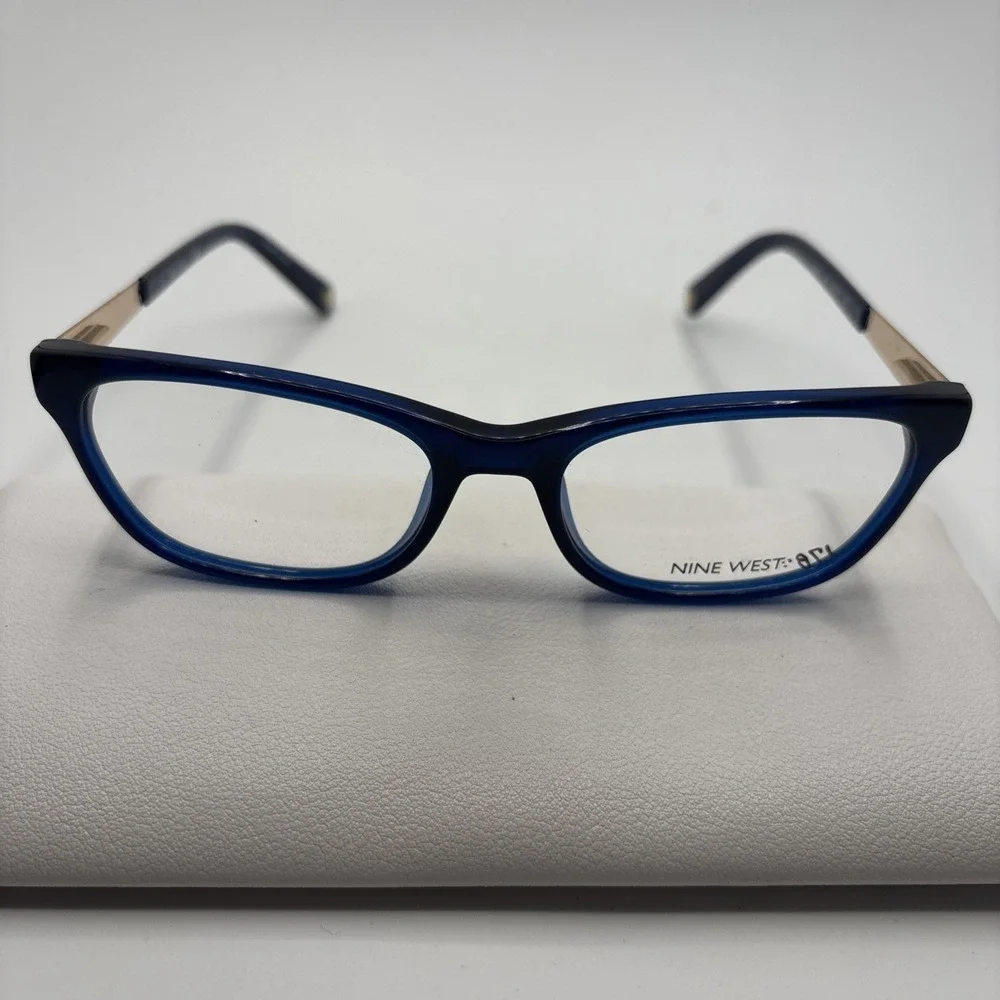New Nine West NW5141 434 Blue/Gold Rectangle Womens Eyeglasses 52-17-135mm #C401